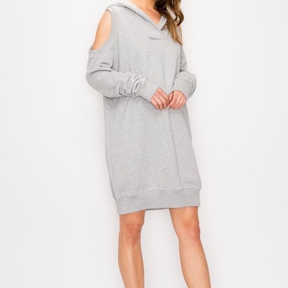 Cold Shoulder Sweatshirt Hoodie Dress - Picture 3 of 3
